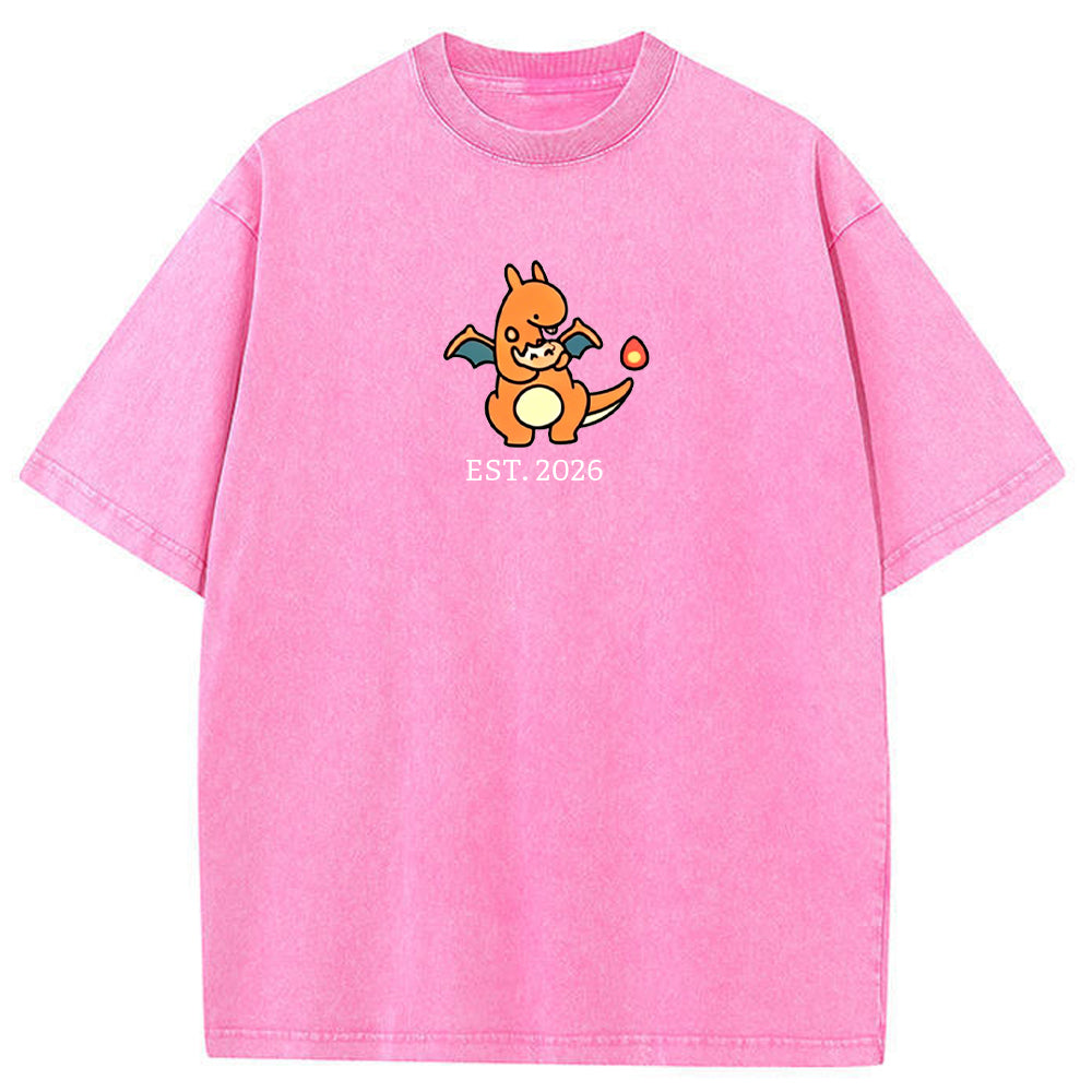Cute Parent & Kid Charizard Vintage Washed T-Shirt