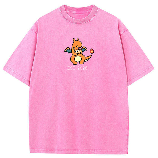 Cute Parent & Kid Charizard Vintage Washed T-Shirt