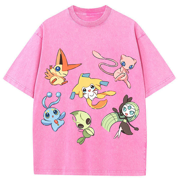 Mythical Legendary Pokemon Collage Vintage Washed T-Shirt | Pokemon Anime