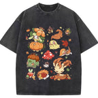 Vintage Washed Fall Autumn PKM Halloween Graphic T Shirt