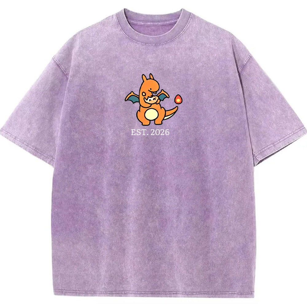 Cute Parent & Kid Charizard Vintage Washed T-Shirt
