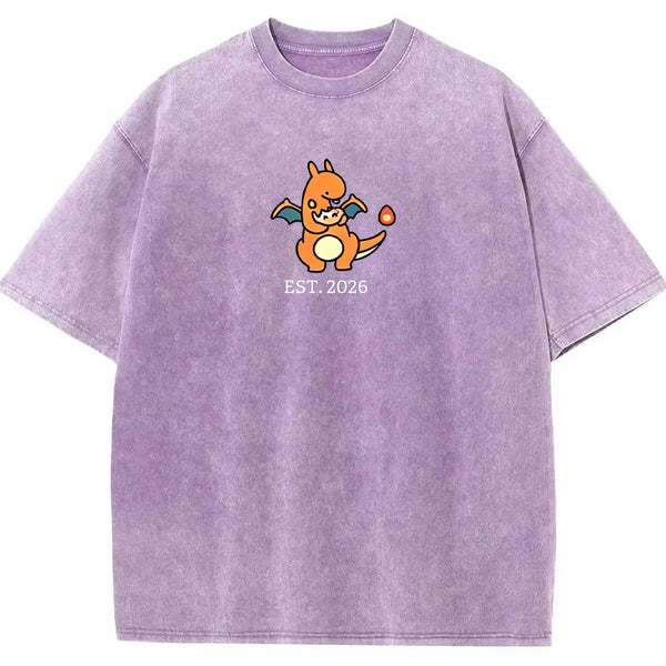 Cute Parent & Kid Charizard Vintage Washed T-Shirt