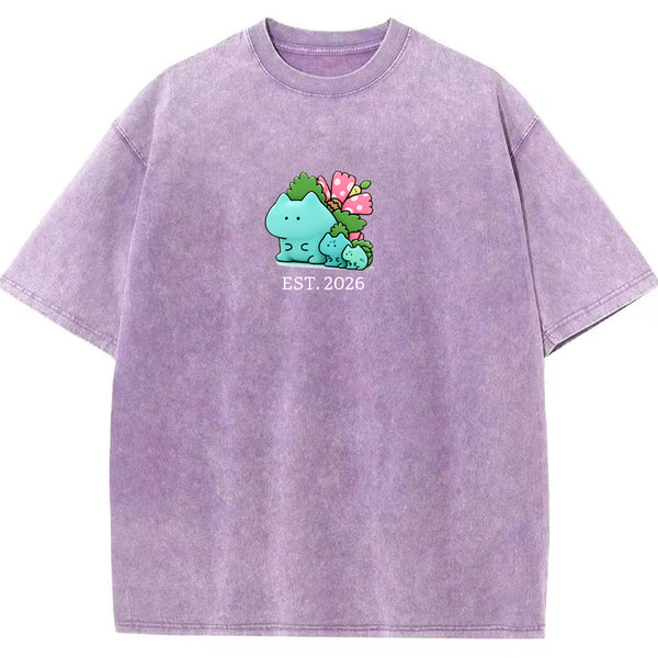 Cute Parent & Kid Bulbasaur Vintage Washed T-Shirt