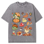 Vintage Washed Fall Autumn PKM Halloween Graphic T Shirt