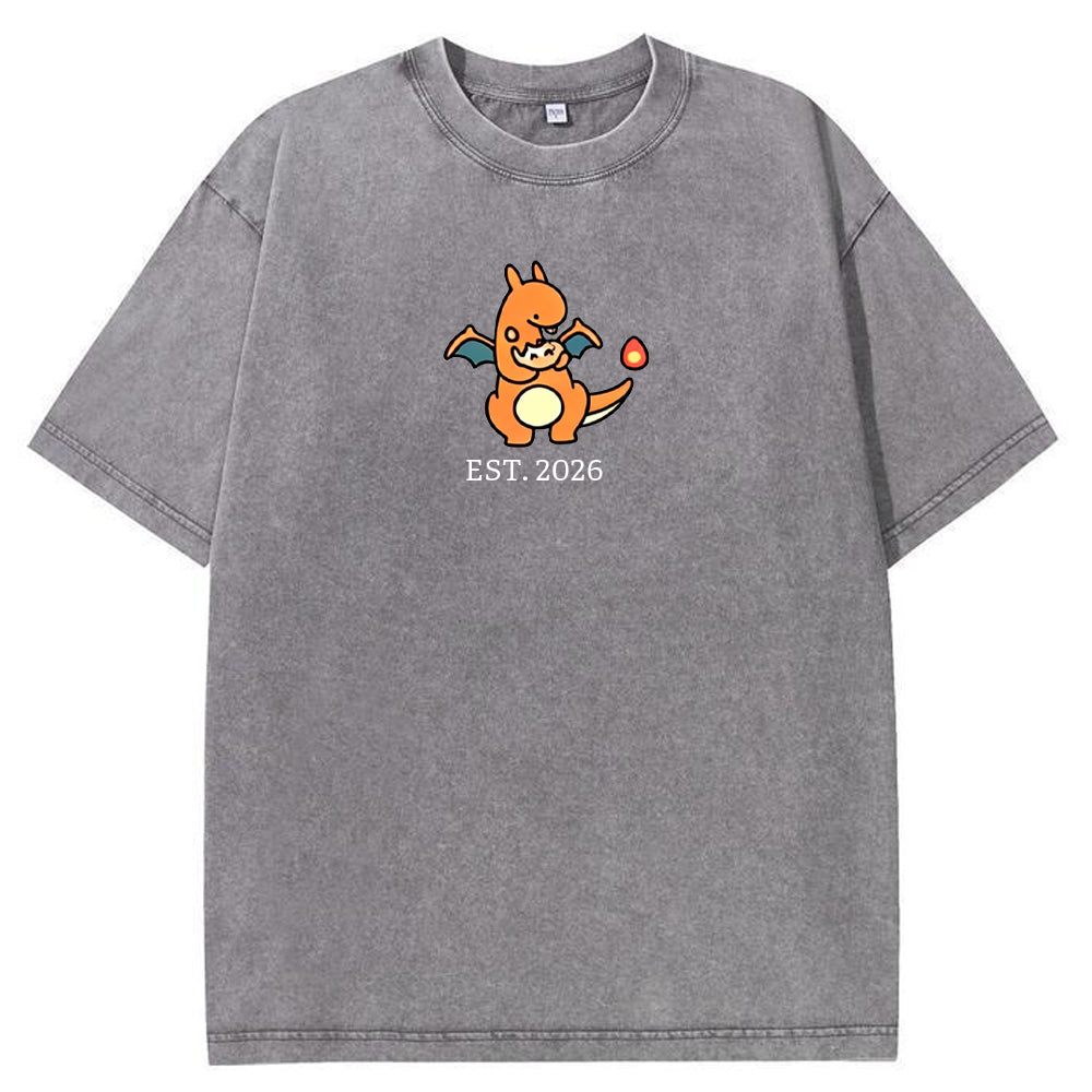 Cute Parent & Kid Charizard Vintage Washed T-Shirt
