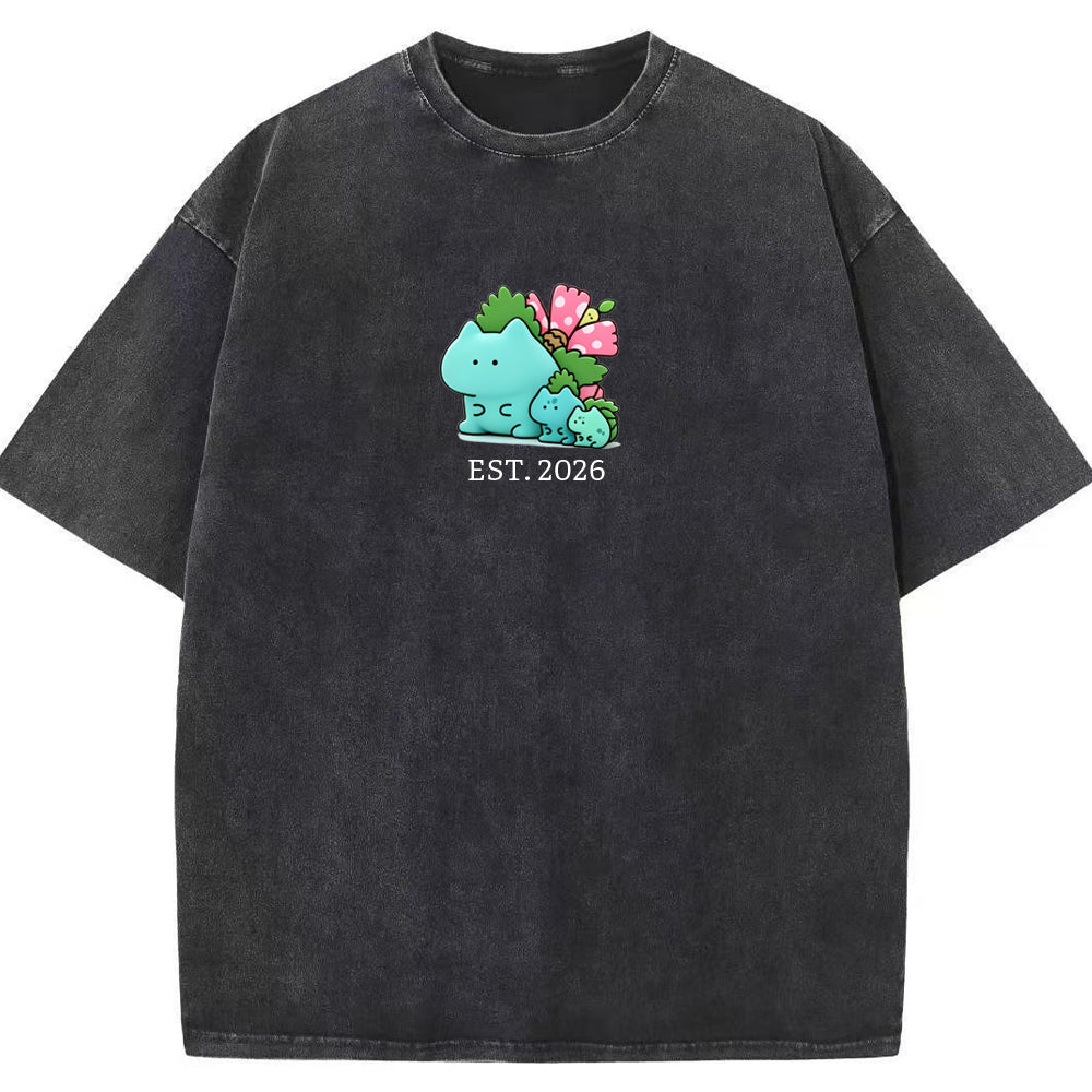 Cute Parent & Kid Bulbasaur Vintage Washed T-Shirt