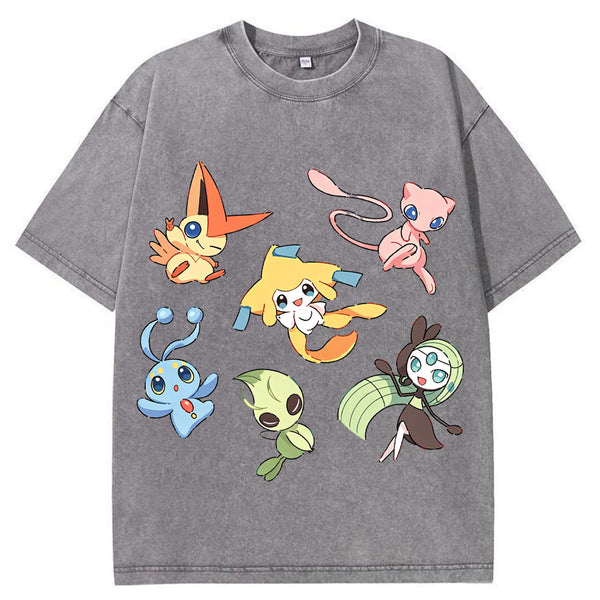 Mythical Legendary Pokemon Collage Vintage Washed T-Shirt | Pokemon Anime