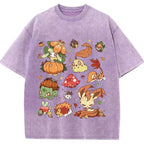 Vintage Washed Fall Autumn PKM Halloween Graphic T Shirt