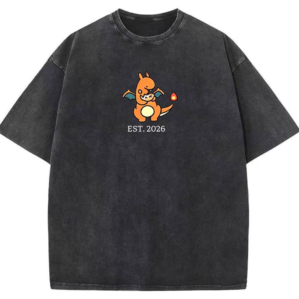 Cute Parent & Kid Charizard Vintage Washed T-Shirt