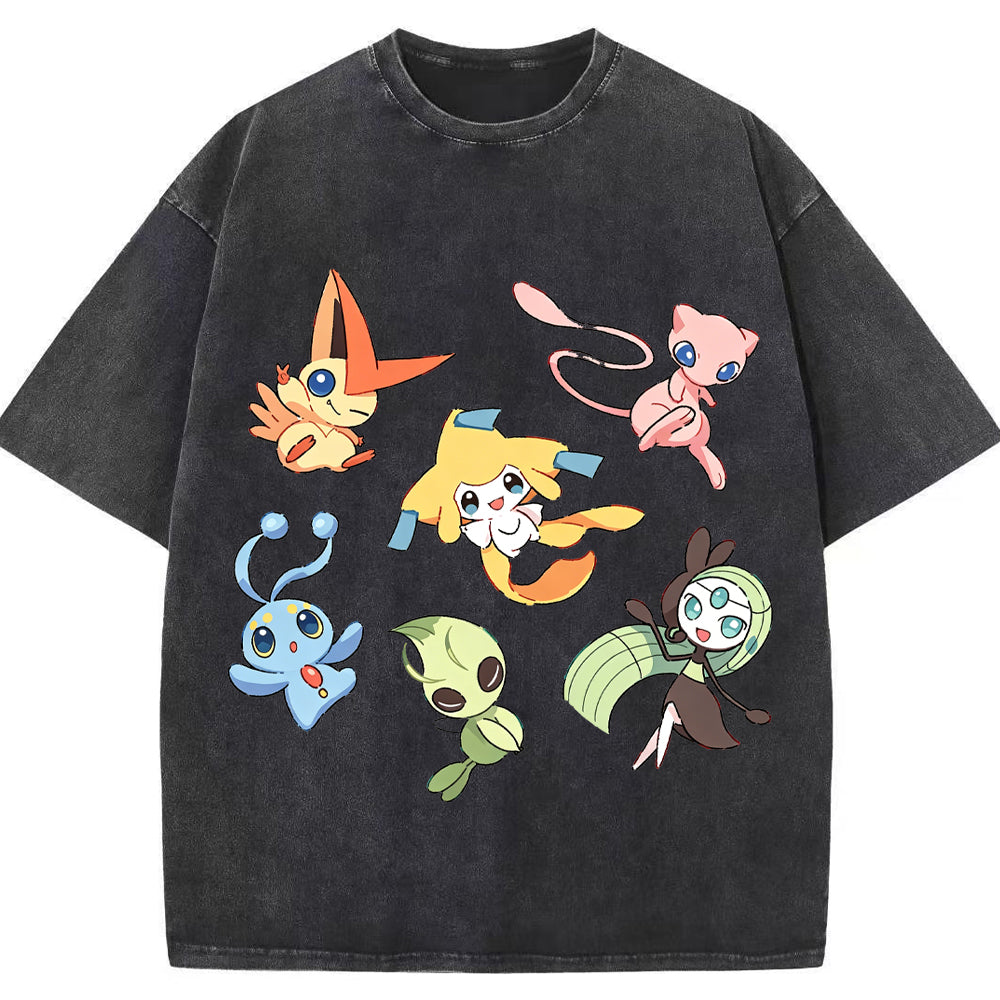 Mythical Legendary Pokemon Collage Vintage Washed T-Shirt | Pokemon Anime