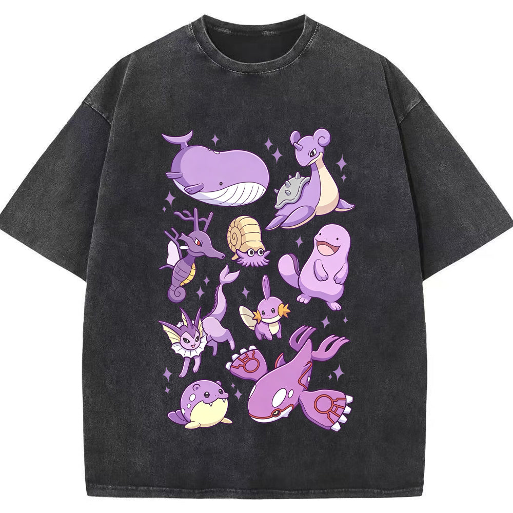 Purple Sea Water Type Evolution Squad Cartoon Tee | Pokemon Anime Secondary image