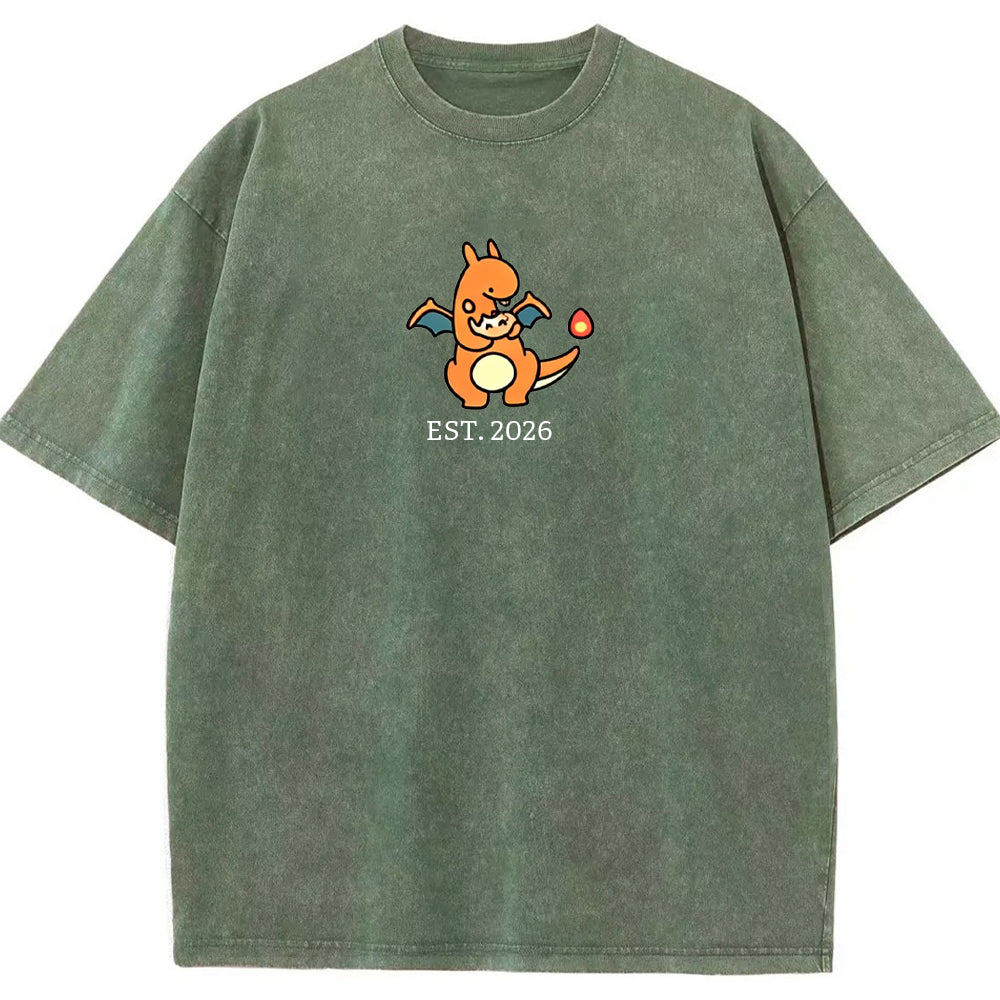 Cute Parent & Kid Charizard Vintage Washed T-Shirt