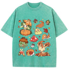 Vintage Washed Fall Autumn PKM Halloween Graphic T Shirt