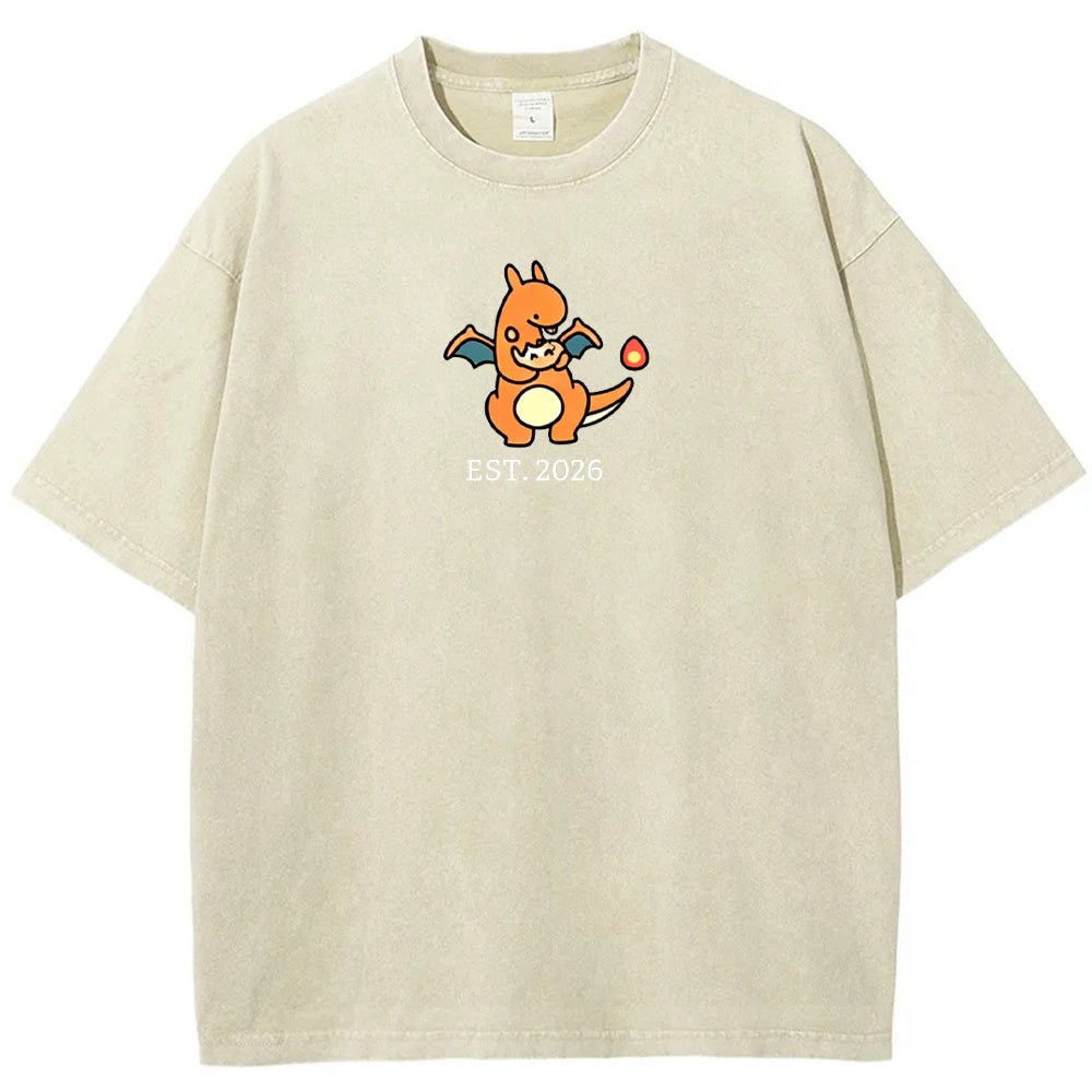 Cute Parent & Kid Charizard Vintage Washed T-Shirt Secondary image