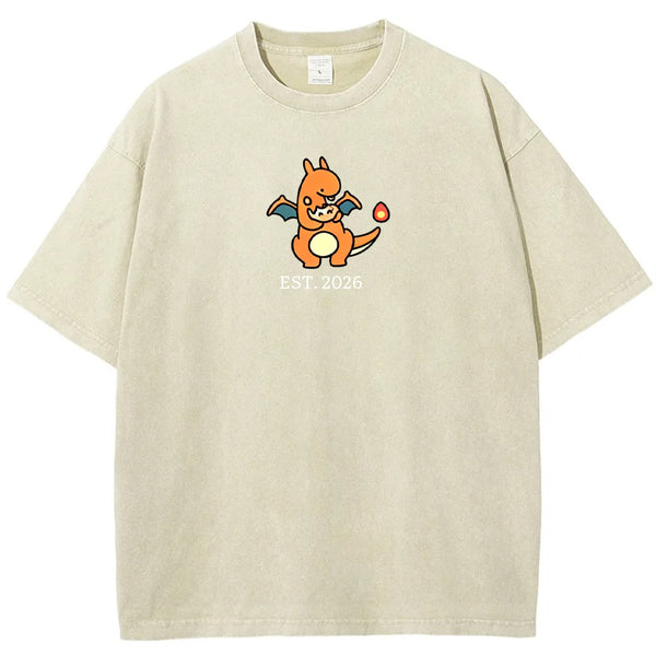 Cute Parent & Kid Charizard Vintage Washed T-Shirt