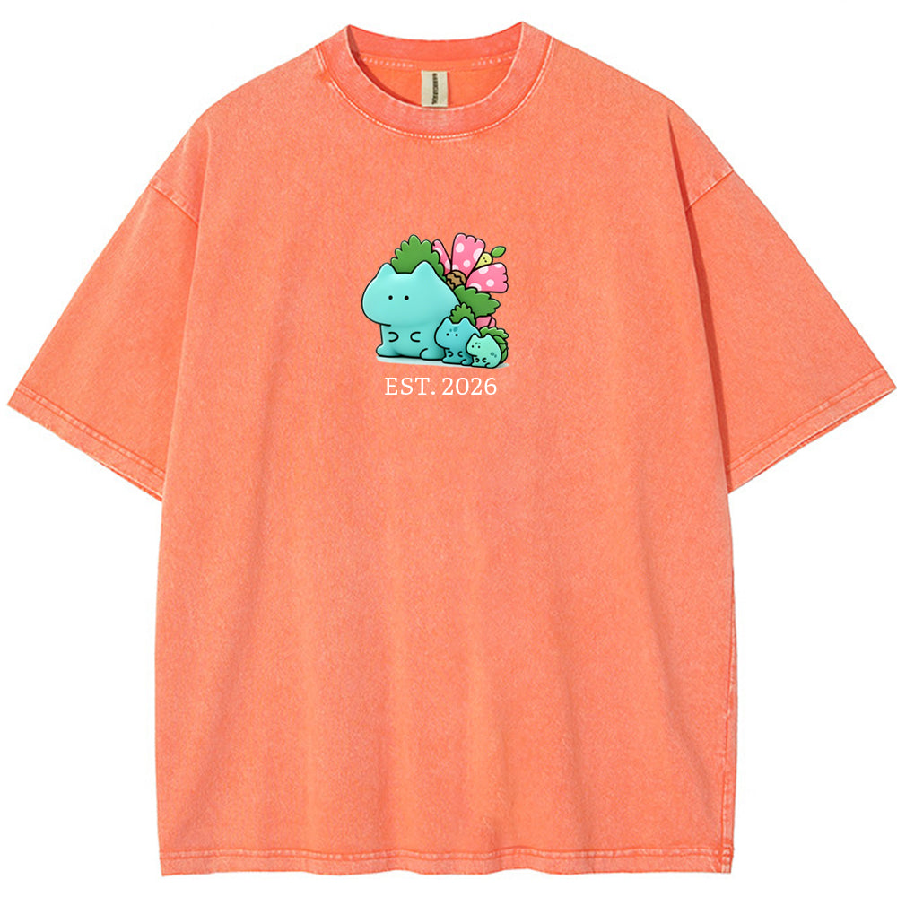 Cute Parent & Kid Bulbasaur Vintage Washed T-Shirt