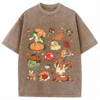 Vintage Washed Fall Autumn PKM Halloween Graphic T Shirt