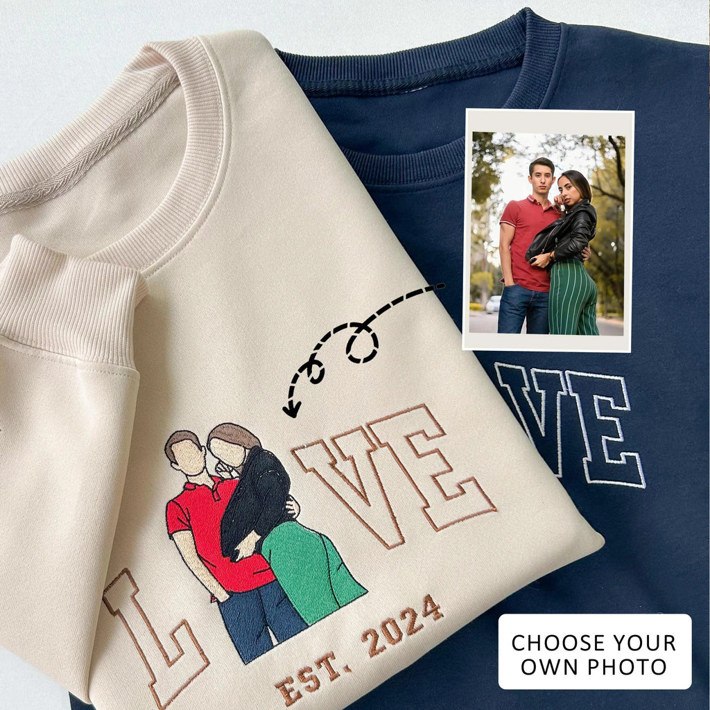 Couple Matched Custom Embroidered Sweatshirt-Gift For Custom