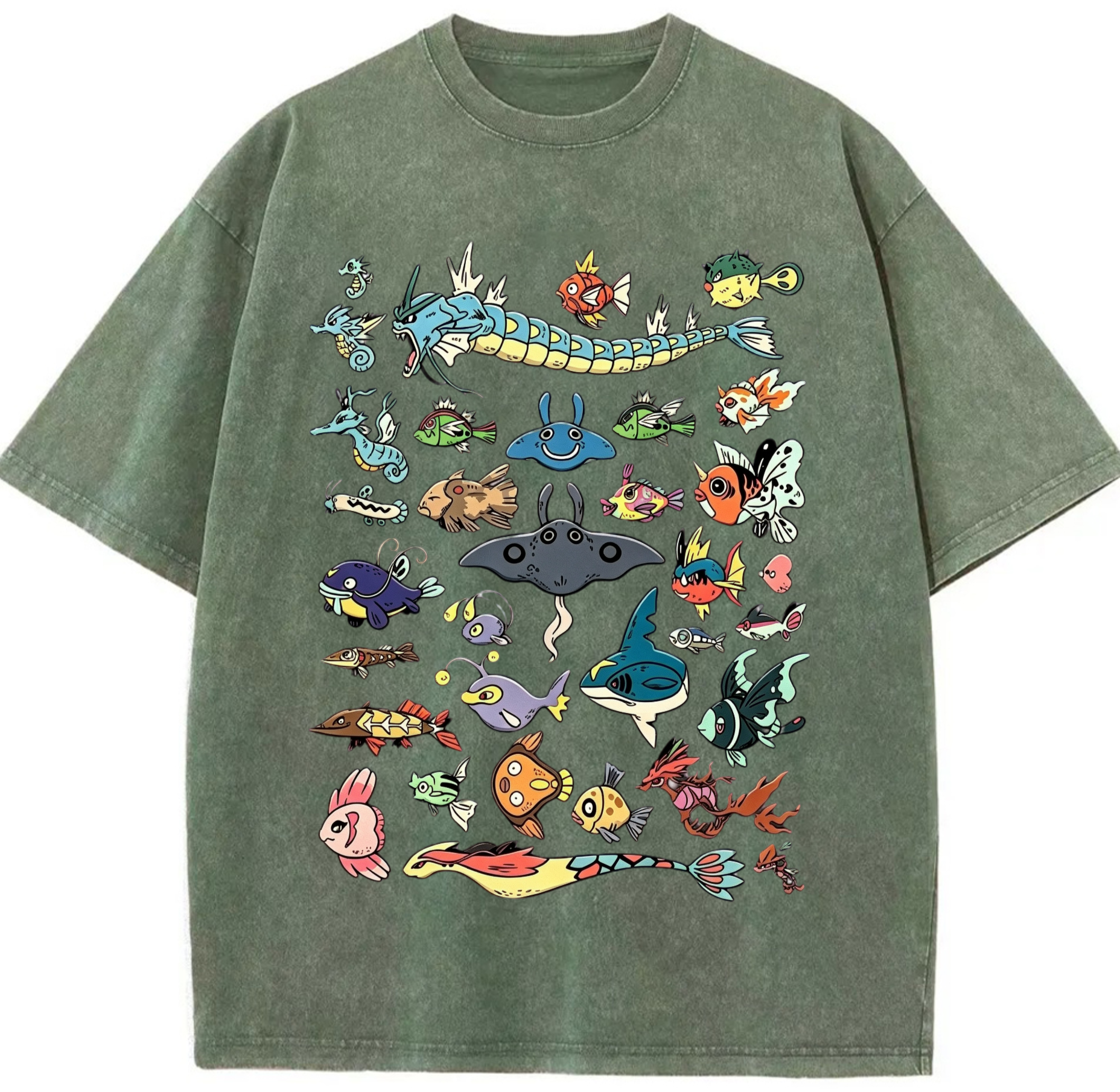 Kanto Aquatic Assortment Unisex Vintage Washed Tee