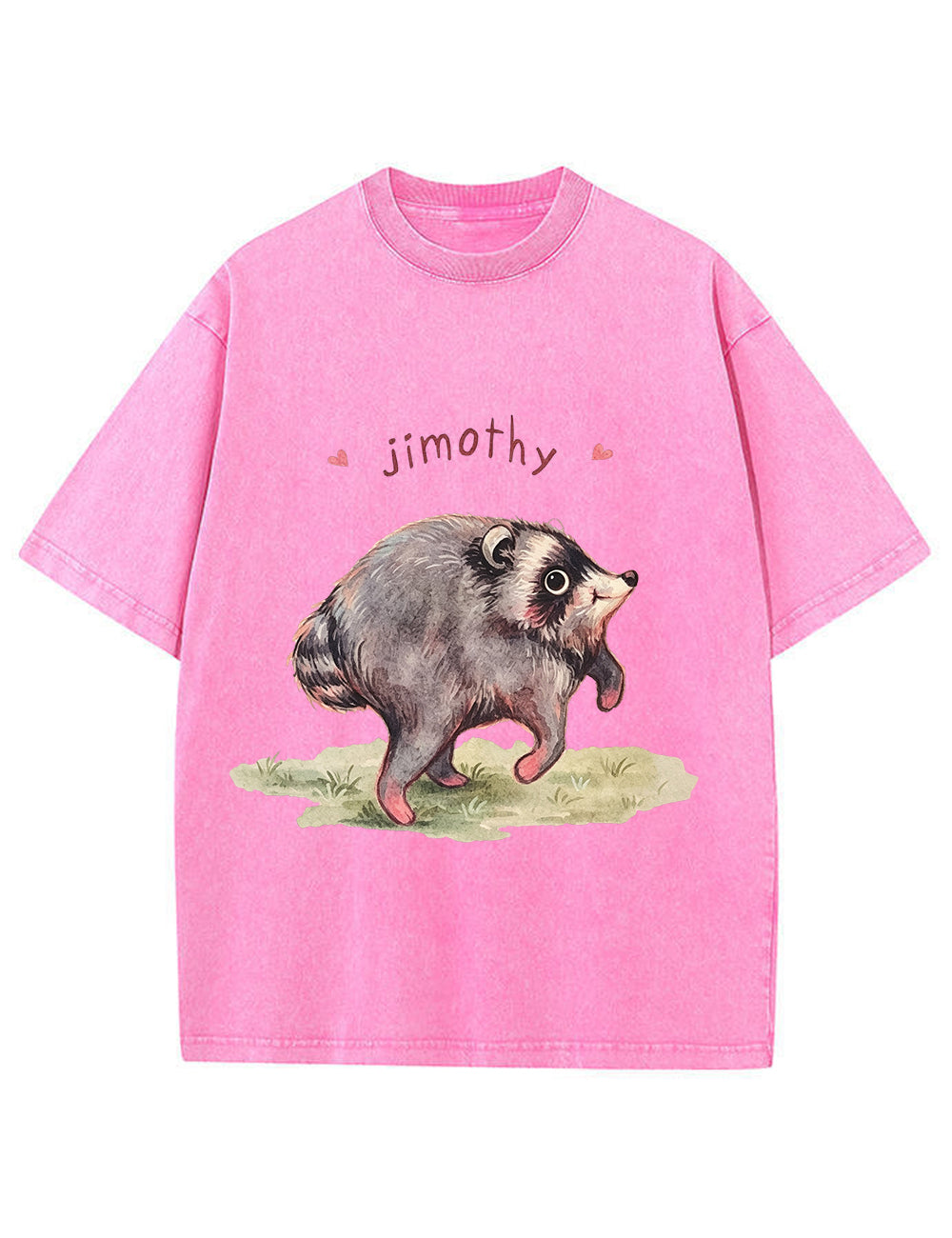Vintage Washed Custom Name Raccoon Graphic T‑Shirt