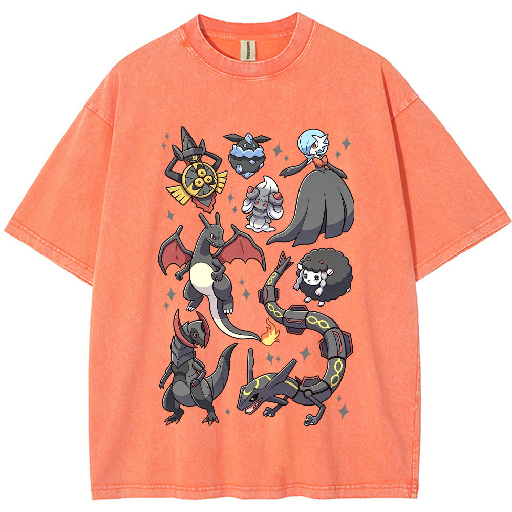 Black Dark Dragon Evolution Squad Cartoon Tee | Pokemon Anime