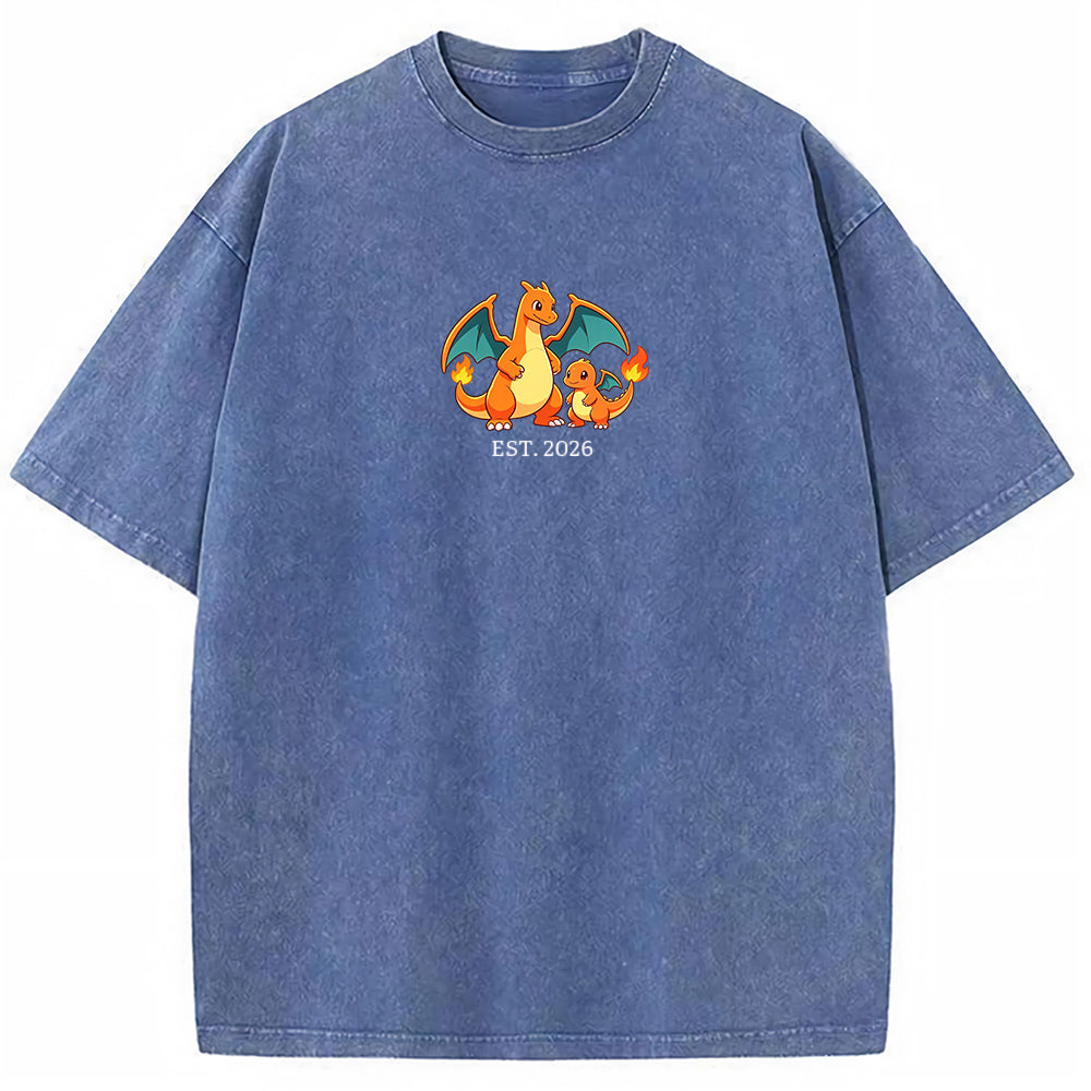 Cute Parent & Kid Charizard Vintage Washed T-Shirt