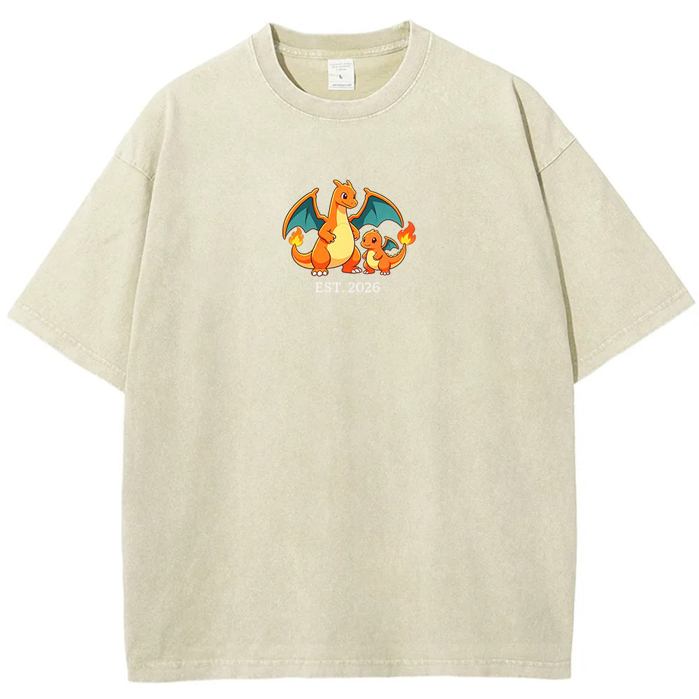Cute Parent & Kid Charizard Vintage Washed T-Shirt