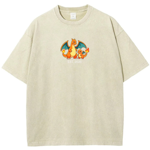 Cute Parent & Kid Charizard Vintage Washed T-Shirt