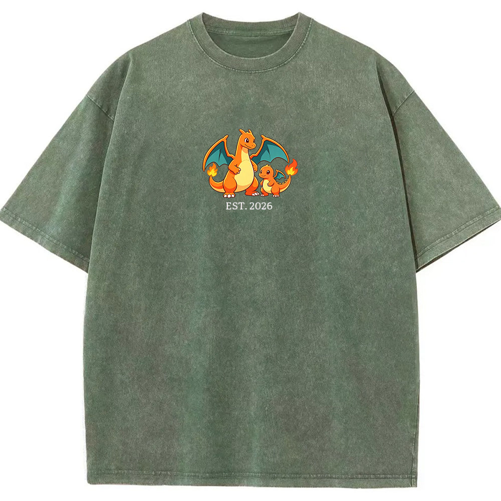 Cute Parent & Kid Charizard Vintage Washed T-Shirt