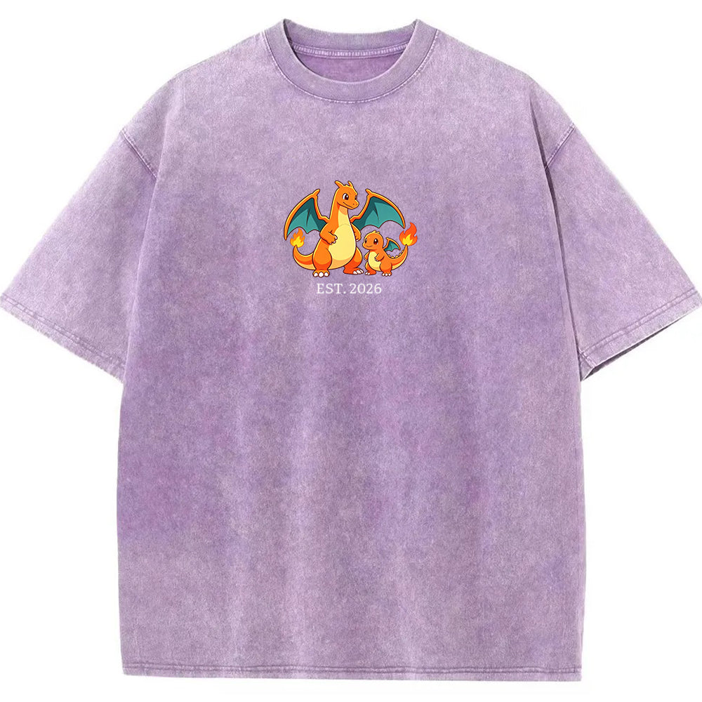Cute Parent & Kid Charizard Vintage Washed T-Shirt