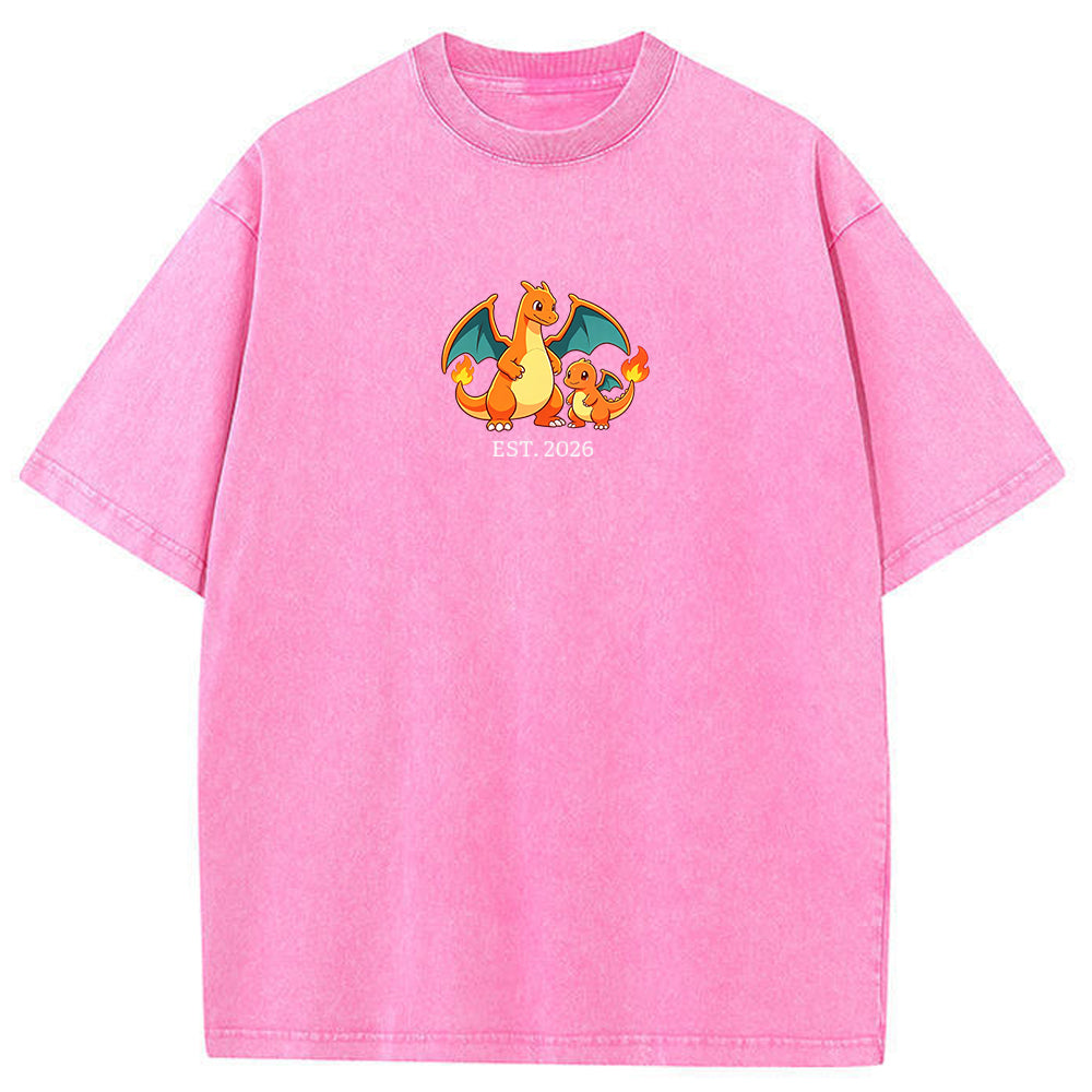 Cute Parent & Kid Charizard Vintage Washed T-Shirt