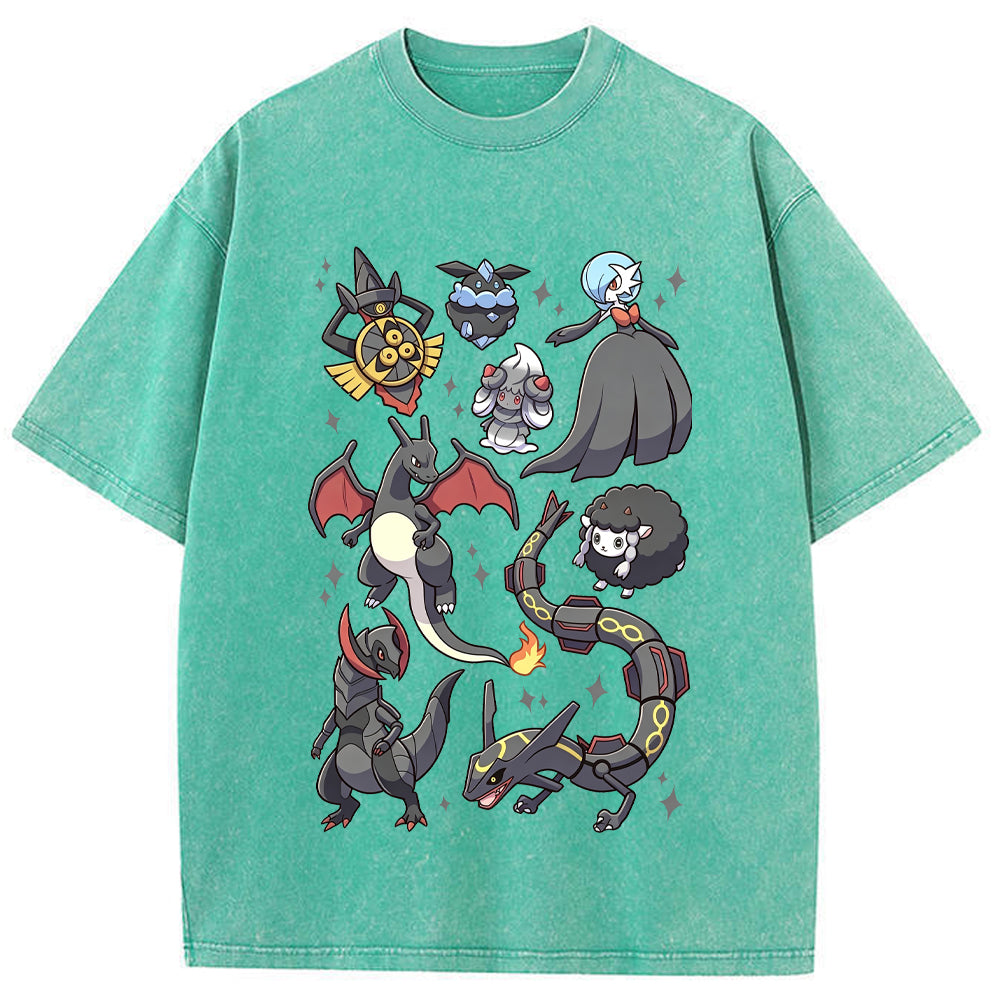 Black Dark Dragon Evolution Squad Cartoon Tee | Pokemon Anime