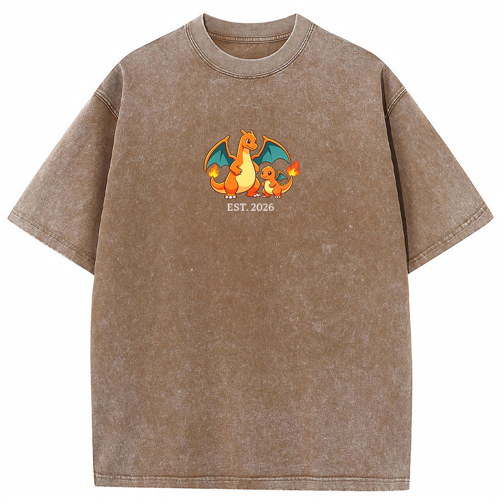 Cute Parent & Kid Charizard Vintage Washed T-Shirt