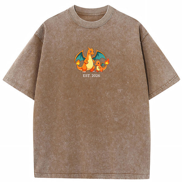 Cute Parent & Kid Charizard Vintage Washed T-Shirt