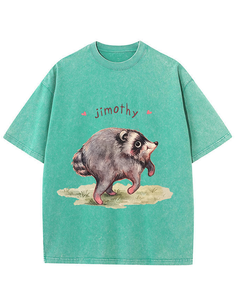 Vintage Washed Custom Name Raccoon Graphic T‑Shirt