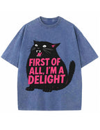 Funny Sarcastic Cat Oversized Casual T-Shirt
