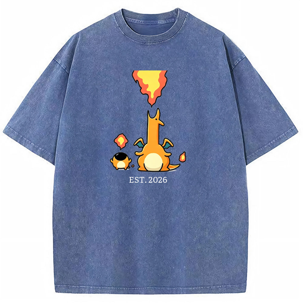 Cute Parent & Kid Charizard Vintage Washed T-Shirt Main image