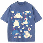 Snorlax Multi Pose Cute Cartoon Tee | Pokemon Anime