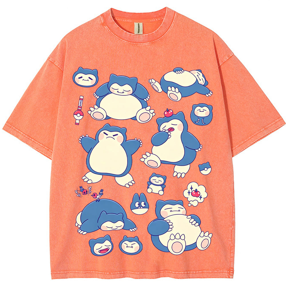Snorlax Multi Pose Cute Cartoon Tee | Pokemon Anime Secondary image