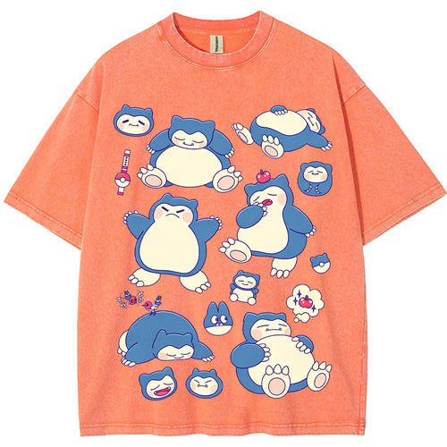 Snorlax Multi Pose Cute Cartoon Tee | Pokemon Anime