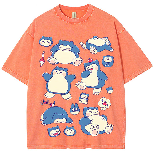 Snorlax Multi Pose Cute Cartoon Tee | Pokemon Anime