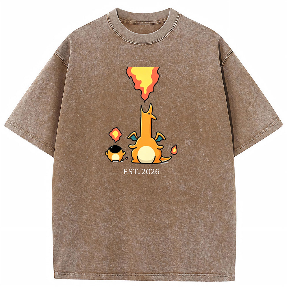 Cute Parent & Kid Charizard Vintage Washed T-Shirt