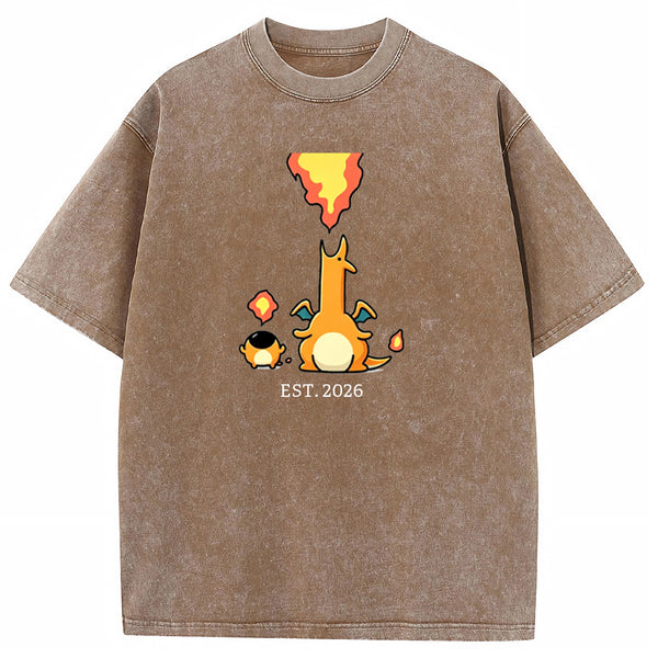 Cute Parent & Kid Charizard Vintage Washed T-Shirt
