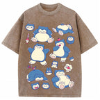 Snorlax Multi Pose Cute Cartoon Tee | Pokemon Anime