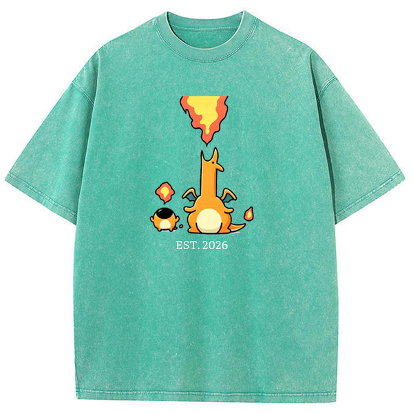 Cute Parent & Kid Charizard Vintage Washed T-Shirt