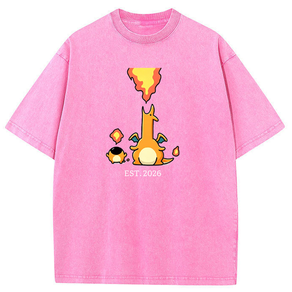 Cute Parent & Kid Charizard Vintage Washed T-Shirt