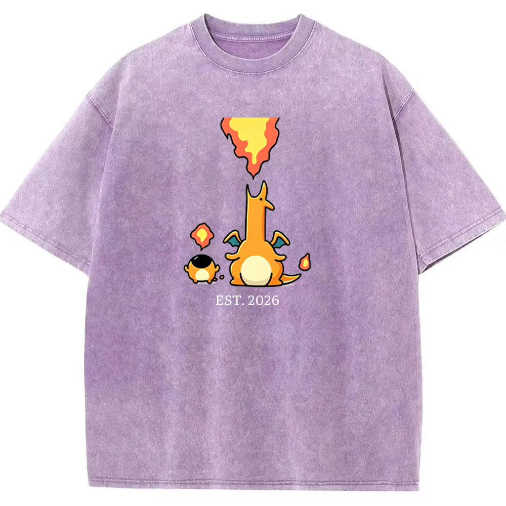Cute Parent & Kid Charizard Vintage Washed T-Shirt Secondary image