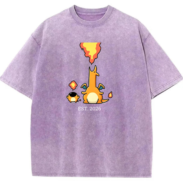 Cute Parent & Kid Charizard Vintage Washed T-Shirt