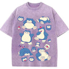 Snorlax Multi Pose Cute Cartoon Tee | Pokemon Anime