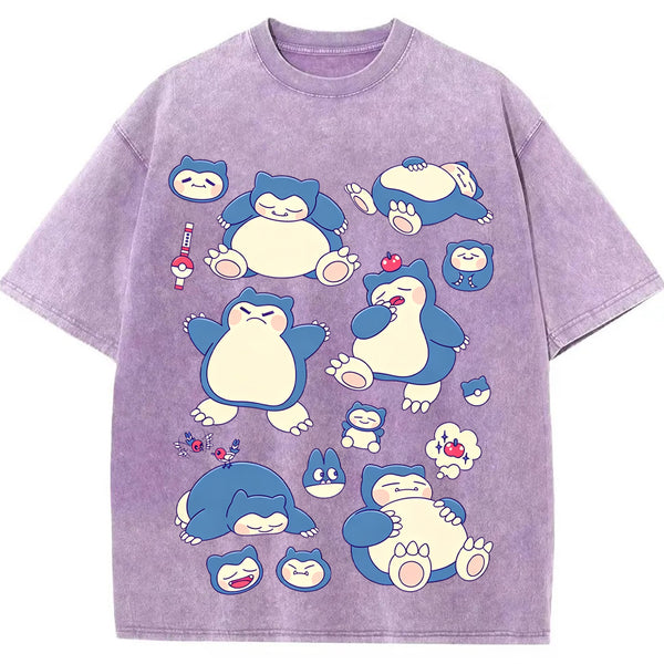 Snorlax Multi Pose Cute Cartoon Tee | Pokemon Anime